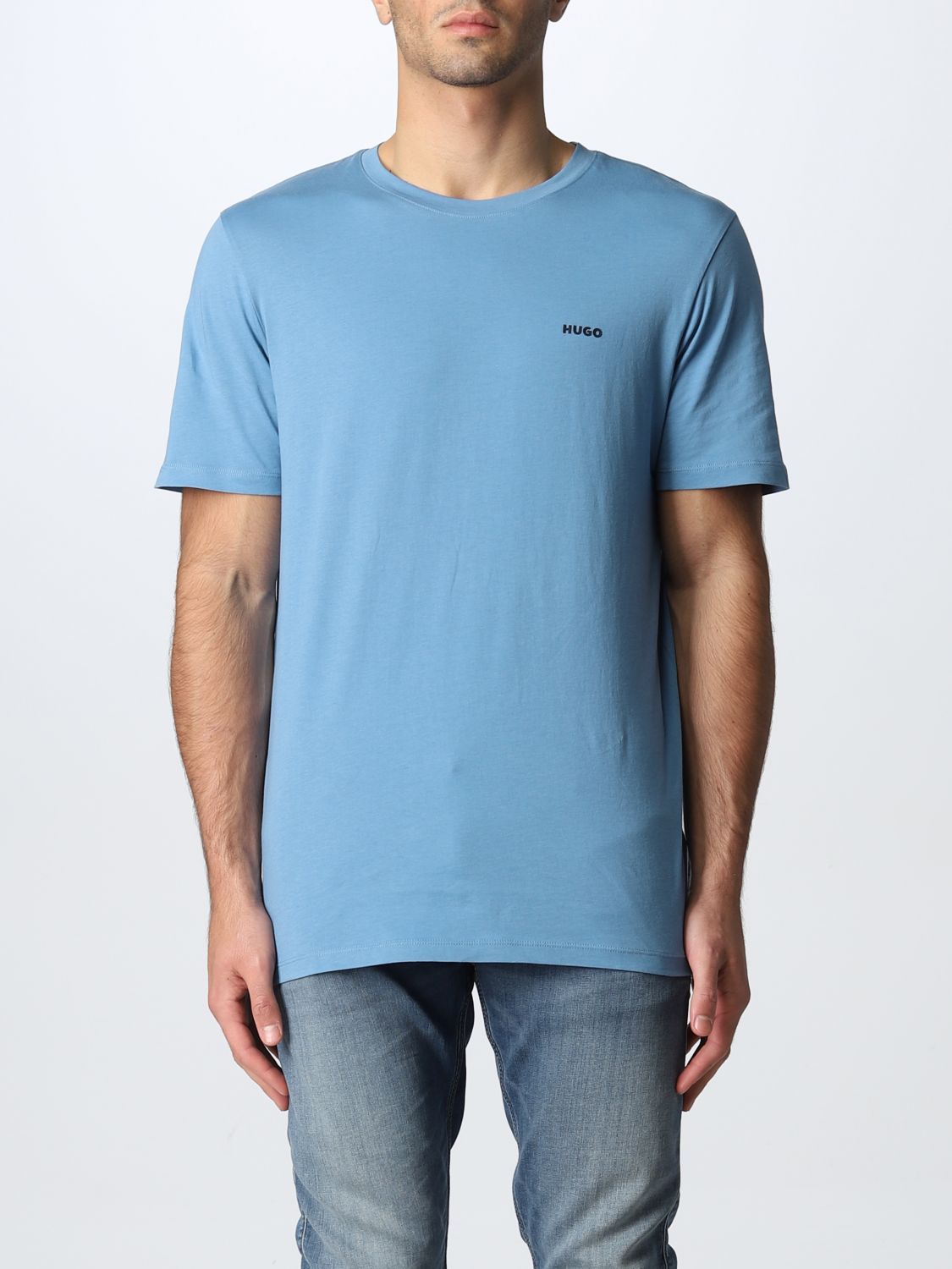 HUGO: t-shirt for man - Sky Blue | Hugo t-shirt 50466158 online on ...