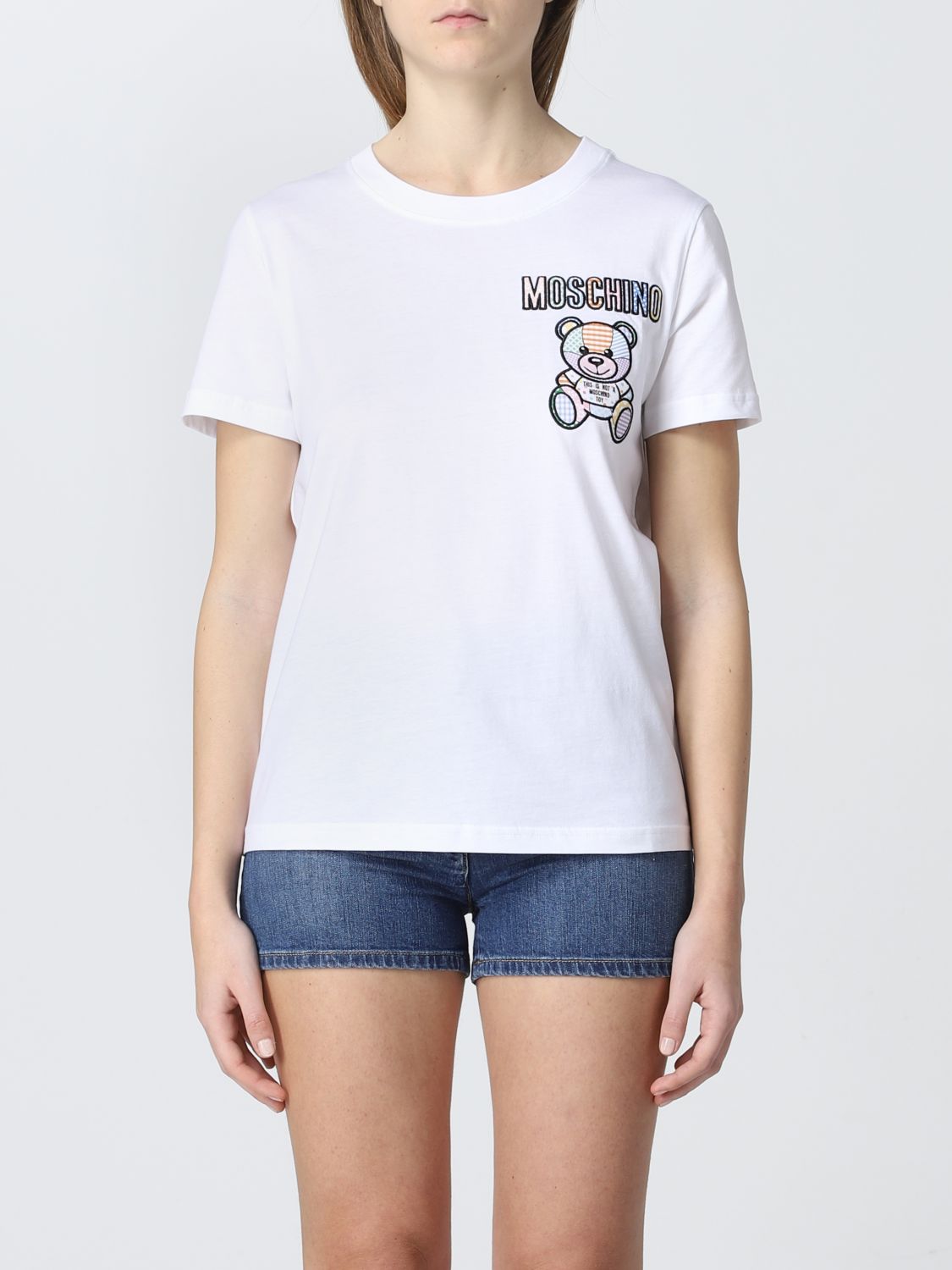 Moschino Couture Teddy Bear Cotton T-shirt In White
