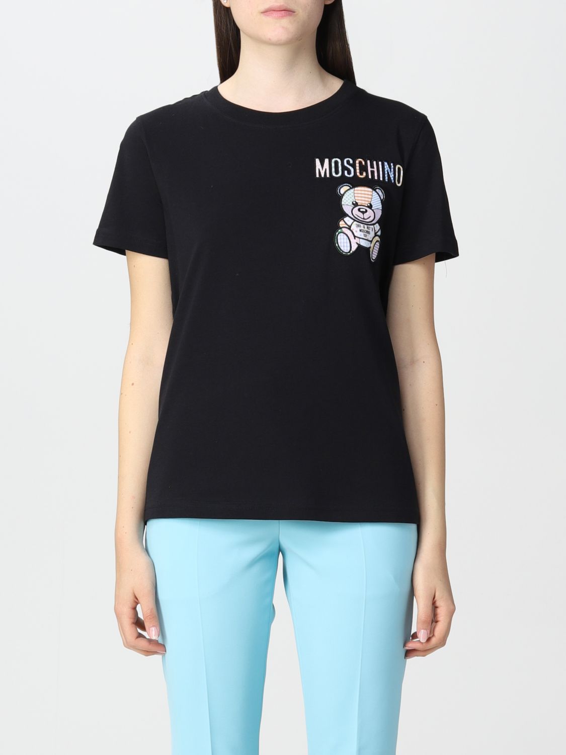 Moschino Couture Teddy Bear Cotton T-shirt In Black