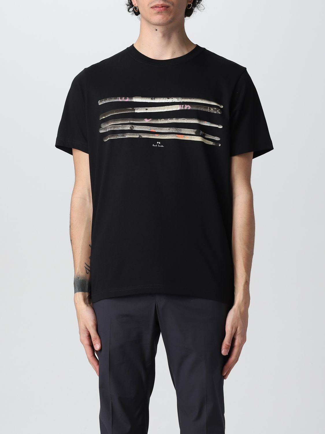 PS PAUL SMITH: cotton t-shirt with print - Black | Ps Paul Smith t ...