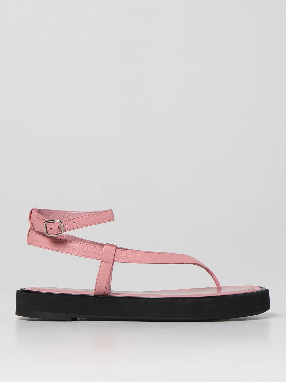 Shop By Far Thong Sandal In Leather In Pink