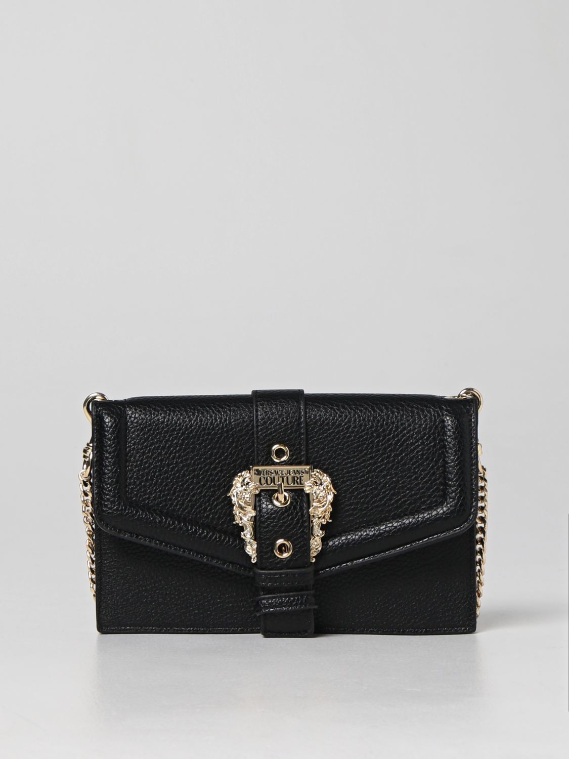 VERSACE JEANS COUTURE: wallet on chain bag in synthetic leather - Black