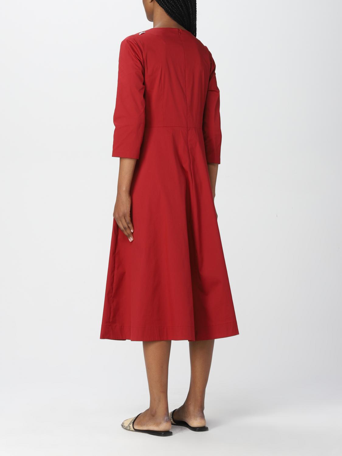 S MAX MARA: Abito midi in misto cotone - Rubino | Abito S Max Mara  92210522600 GIGLIO.COM