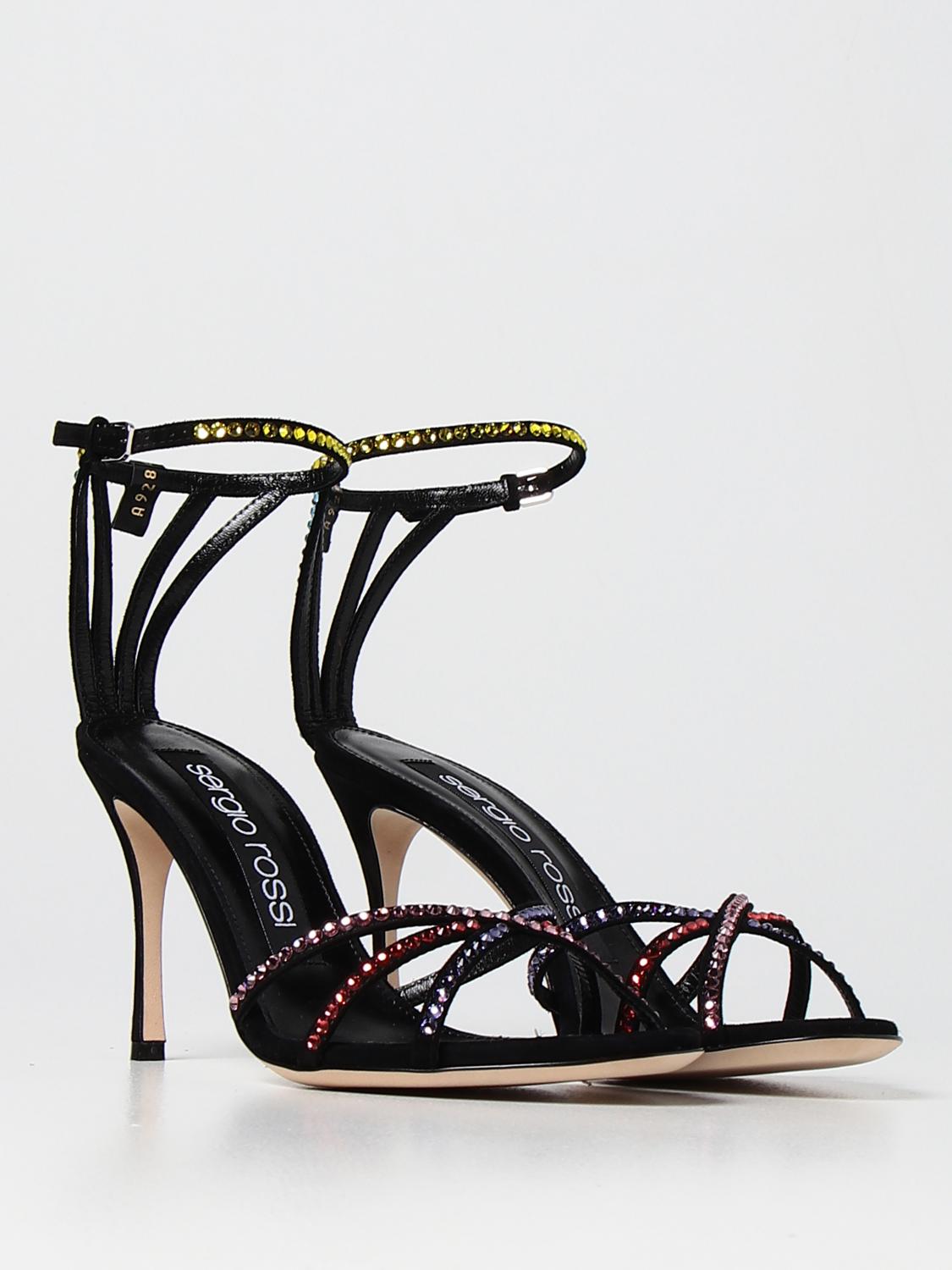 SERGIO ROSSI: Sandalo con tacco Godiva - Nero | Sandali Con Tacco Sergio  Rossi A92840MAFM39 GIGLIO.COM