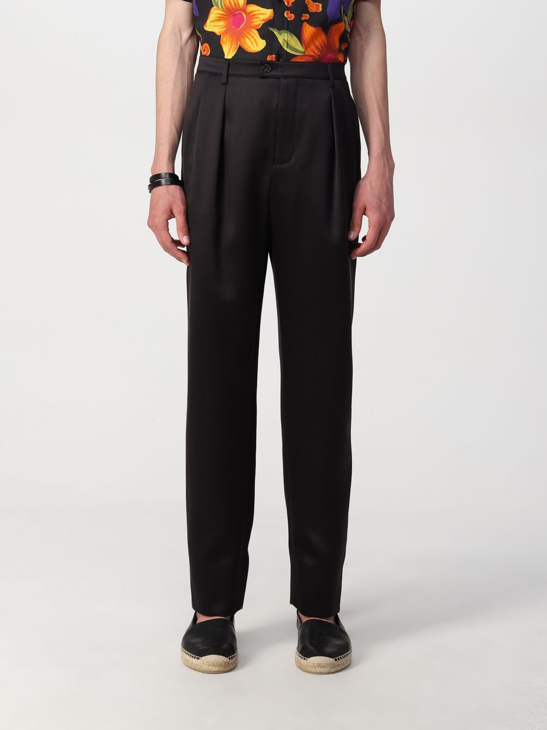 Saint Laurent Wool And Silk Classic Trousers In Black