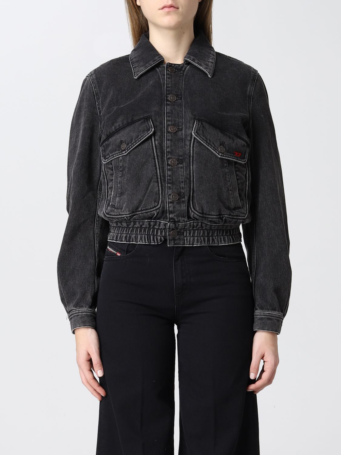 DIESEL: jacket for woman - Black | Diesel jacket A0386909B88 online on ...