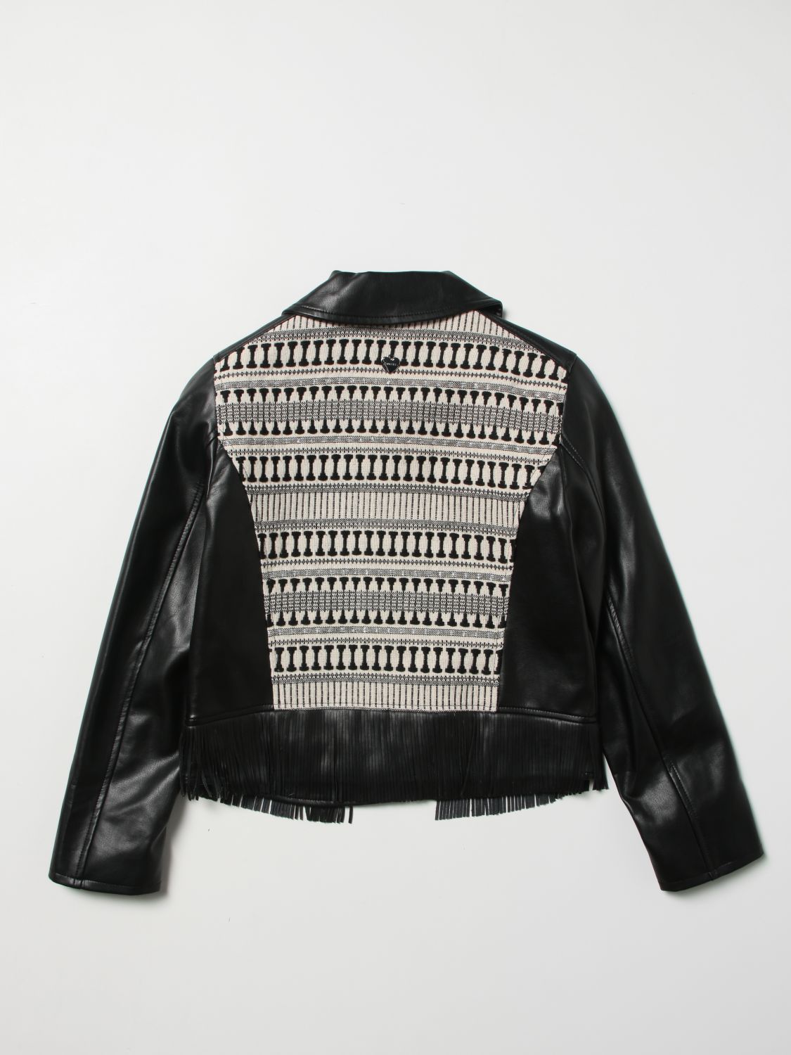 Jacket Twinset: Twinset leather jacket with applied fringes black 2