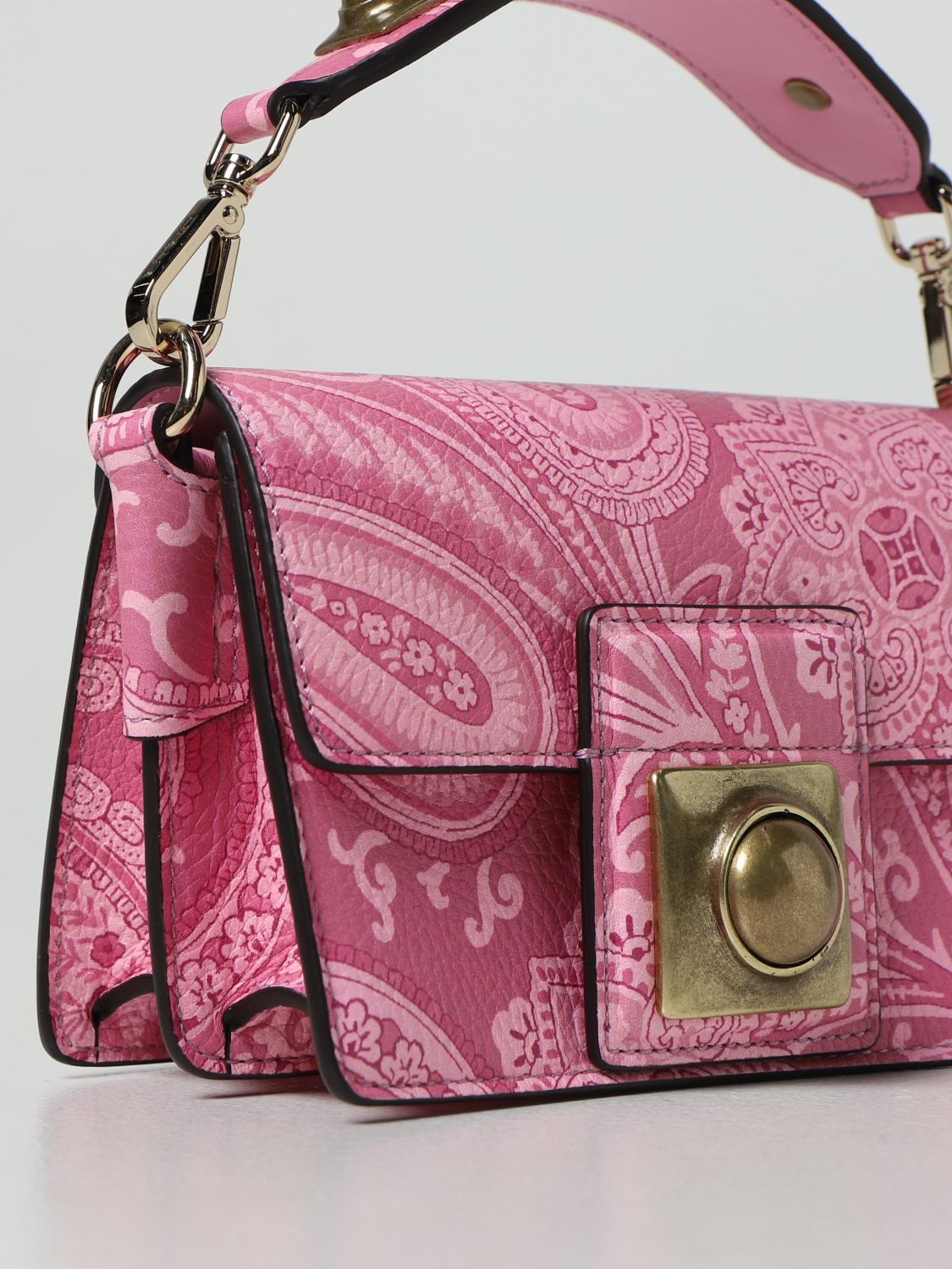 ETRO: Crown printed leather bag - Pink | Mini Bag Etro 1N7622740 GIGLIO.COM