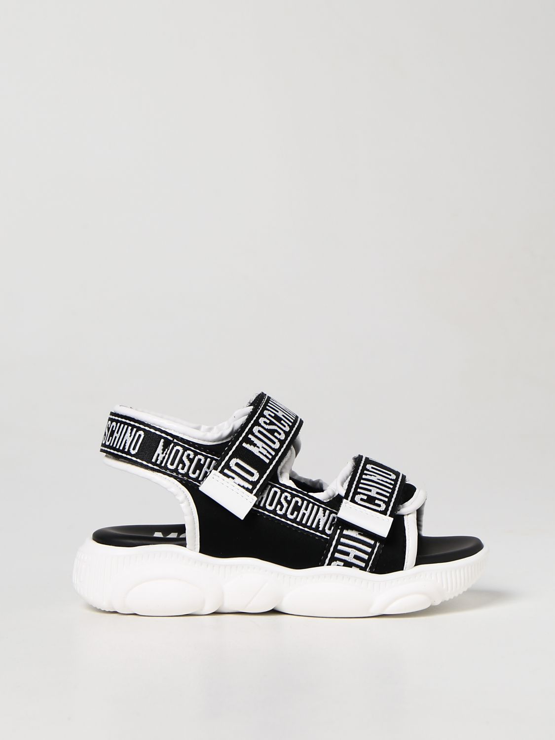 Moschino Kid Kids' Sandals With Logo Ribbons In Black