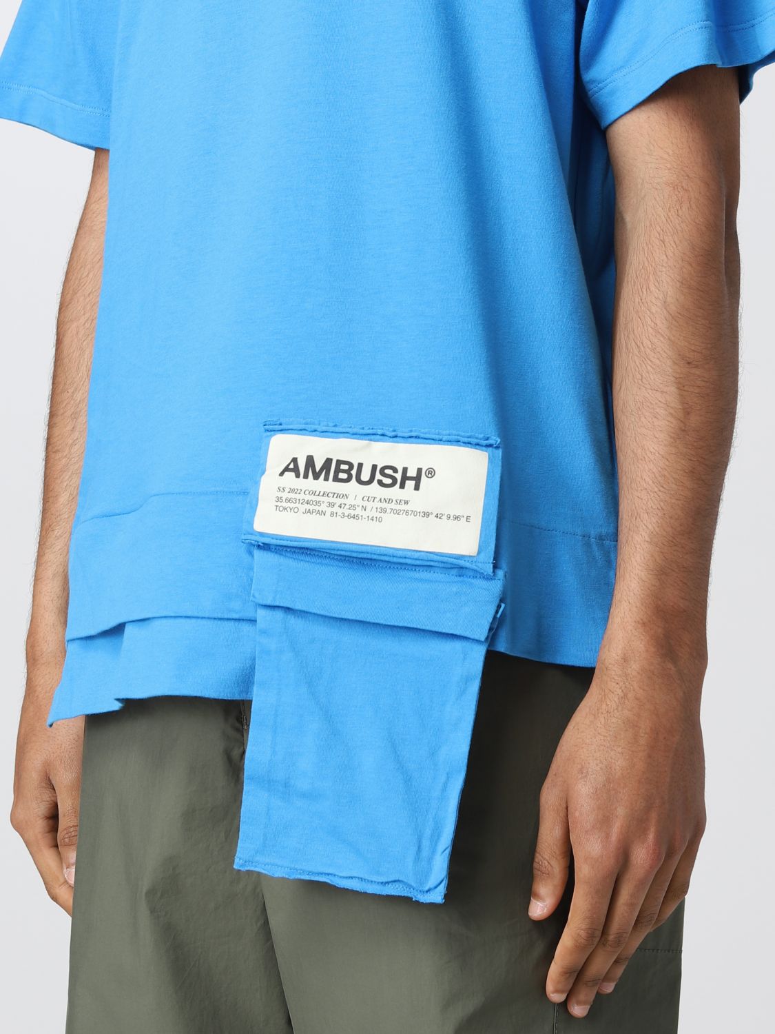 Ambush Men's Side Splits T-Shirt - Blue - Short Sleeve T-shirts