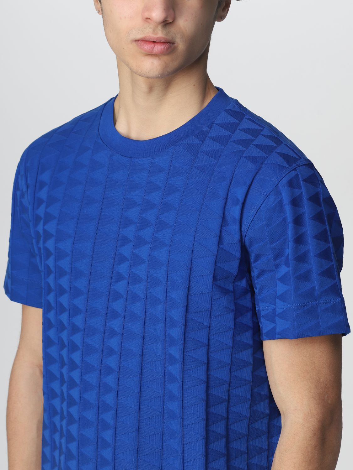 GIORGIO ARMANI logo printed stretch viscose t-shirt - Blue -  6GST56SJP4ZUBSG