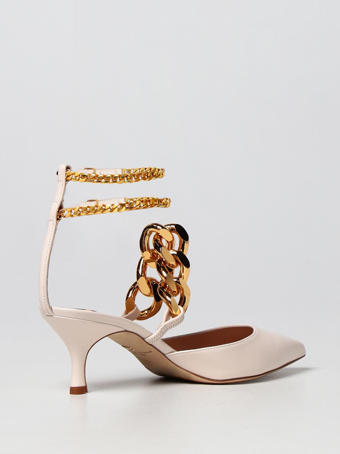 ELISABETTA FRANCHI: Sandalo con tacco in pelle - Burro | Décolleté  Elisabetta Franchi SA97C GIGLIO.COM