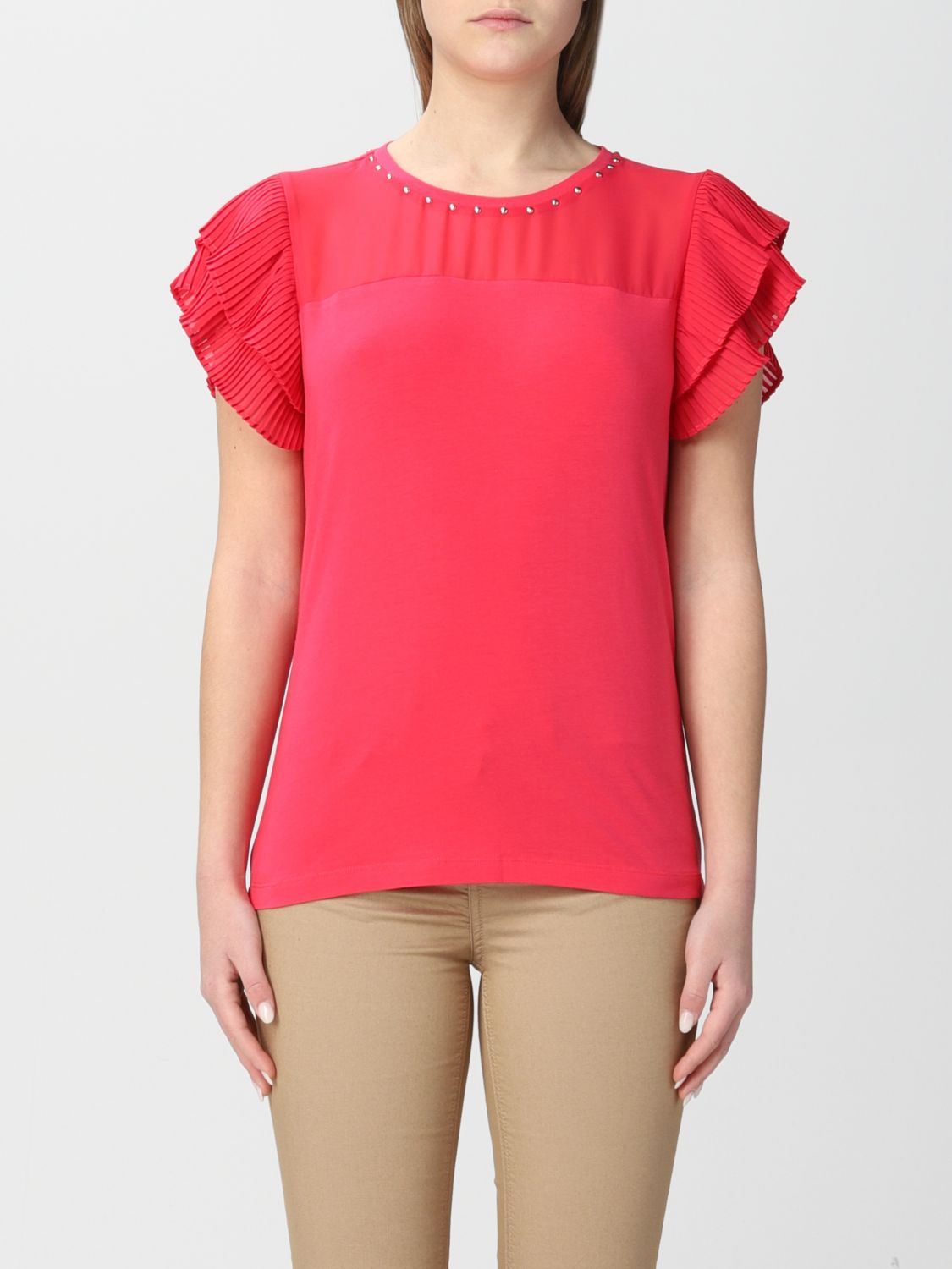 Liu Jo cotton T-shirt with pleated rouches