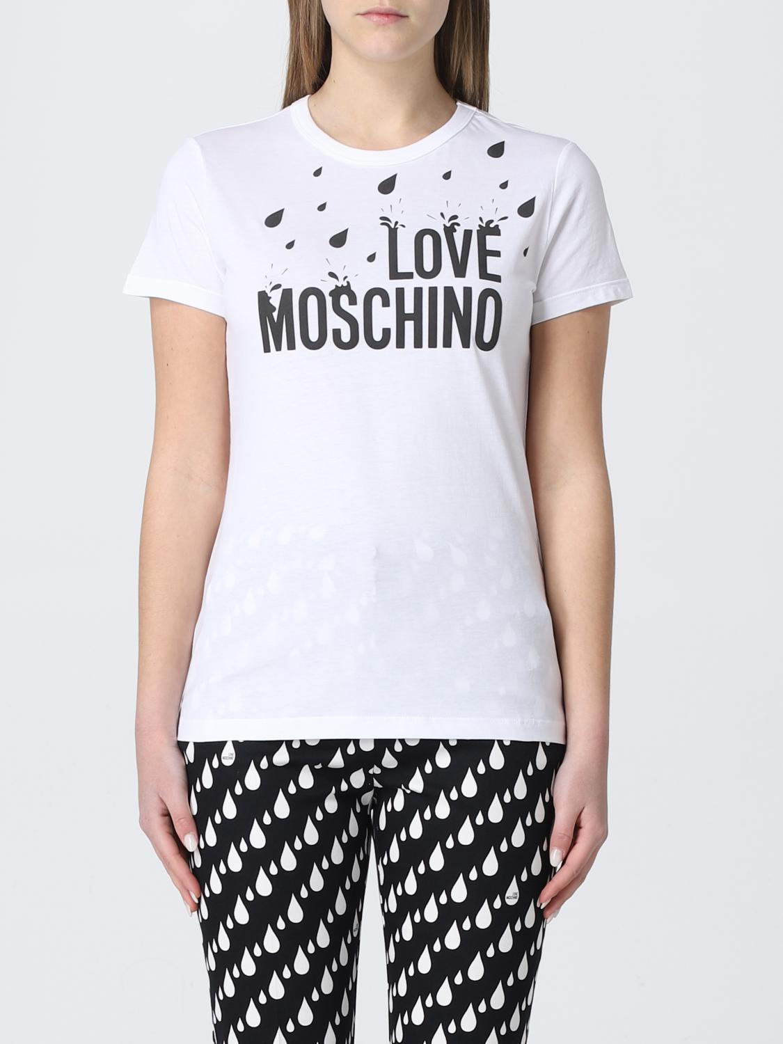 LOVE MOSCHINO: T-shirt in cotone con logo - Bianco | T-Shirt Love Moschino  W4F731LM3876 GIGLIO.COM