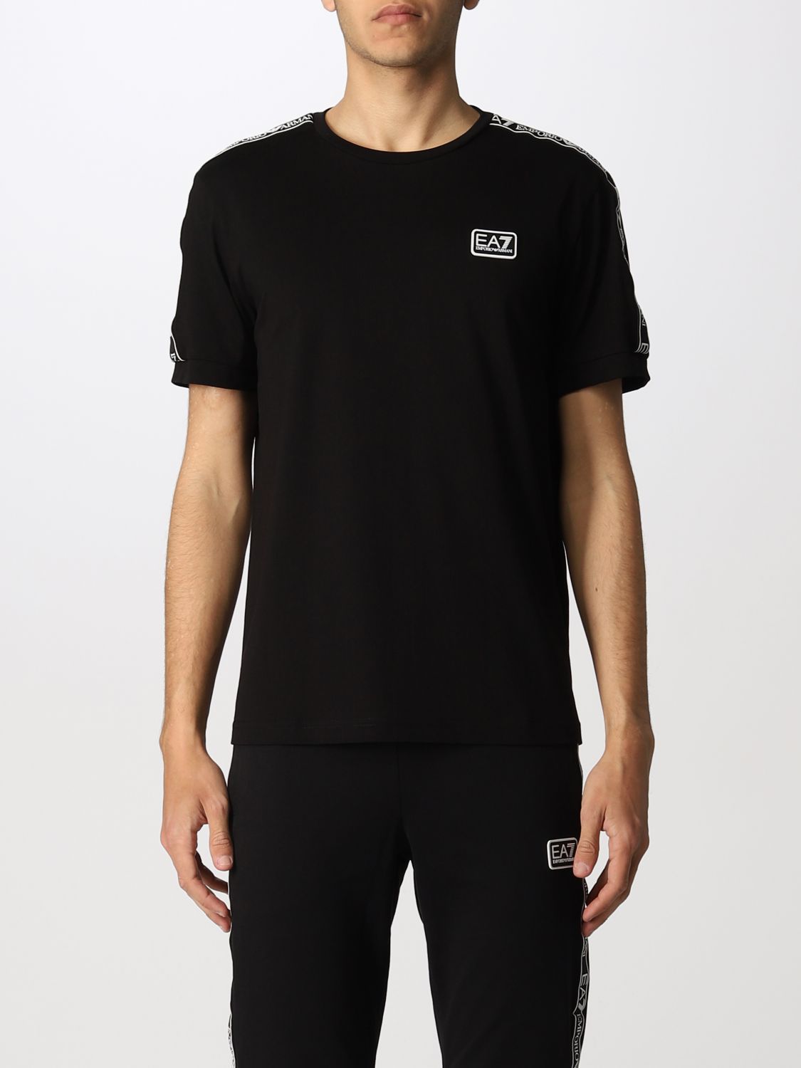 Ea7 Cotton T-shirt With Logo In Black