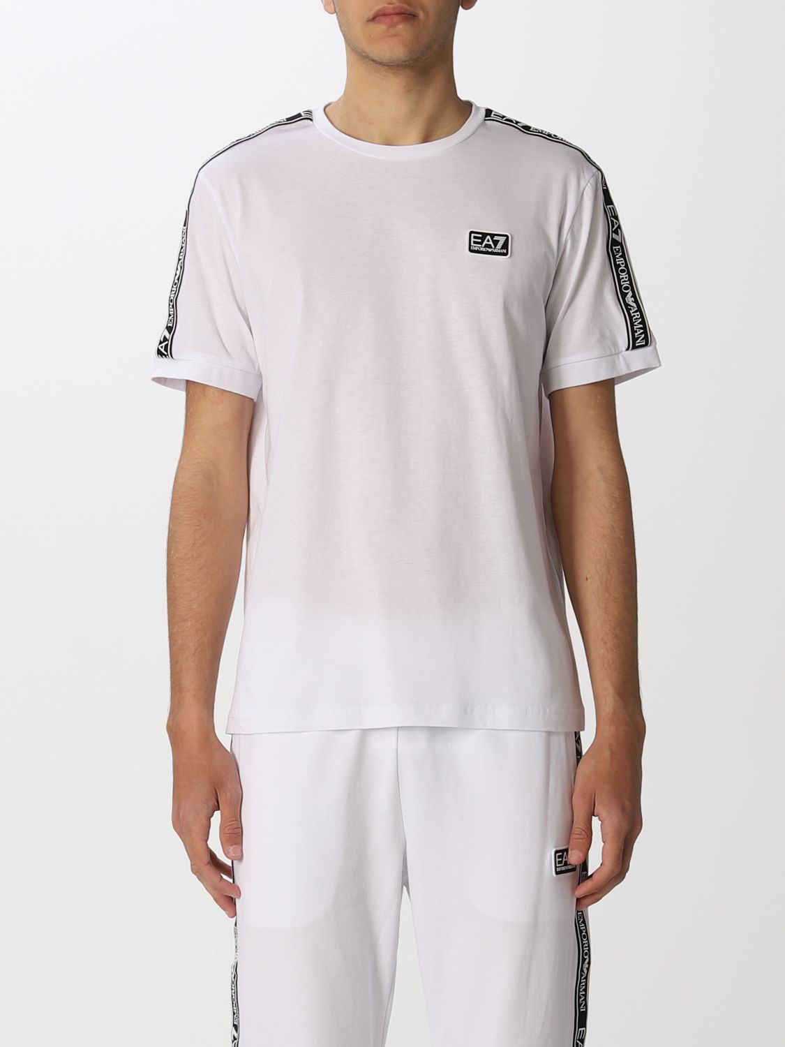 Ea7 Cotton T-shirt With Logo In White 1