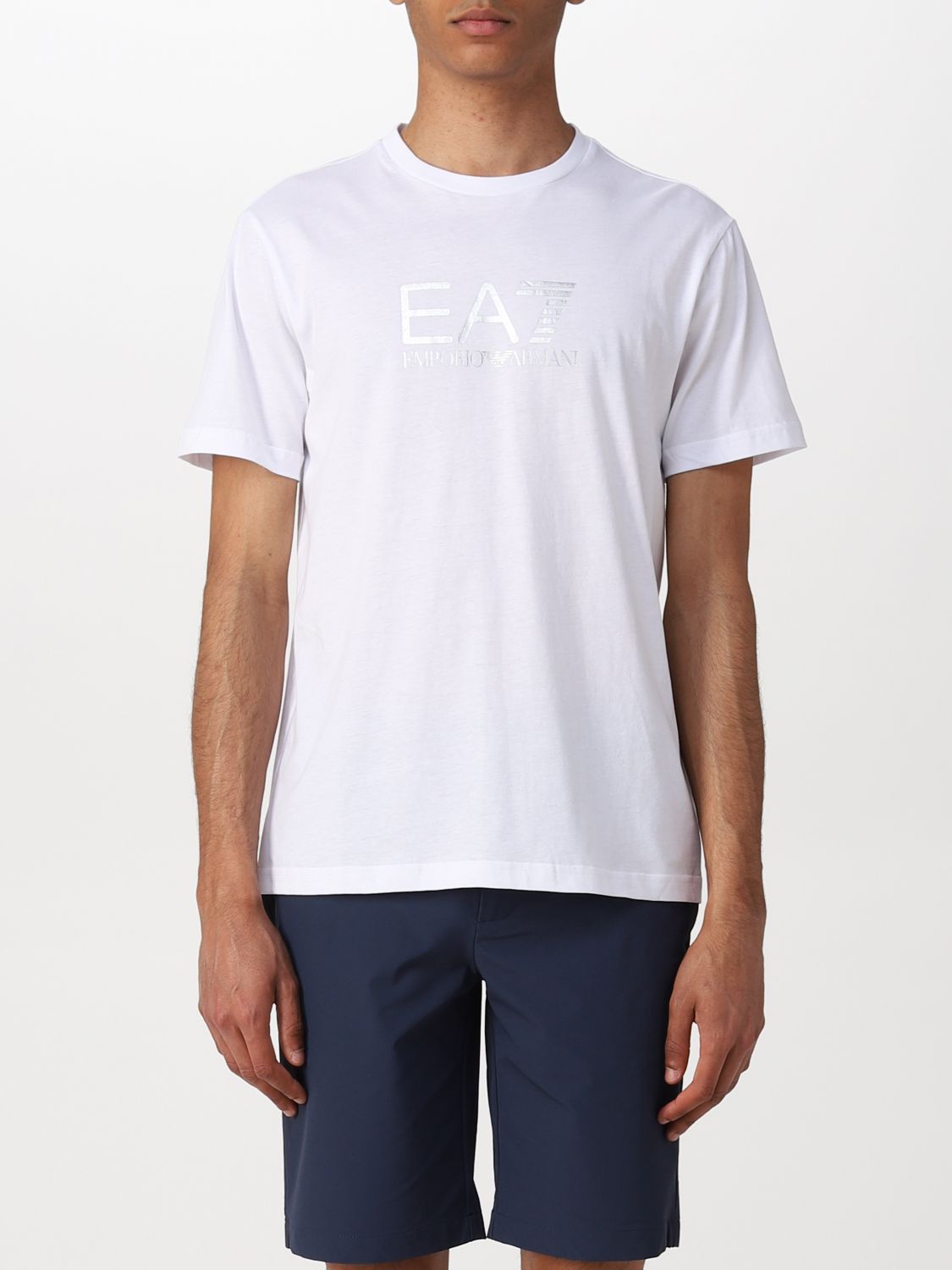 Ea7 Cotton Blend T-shirt With Logo In White