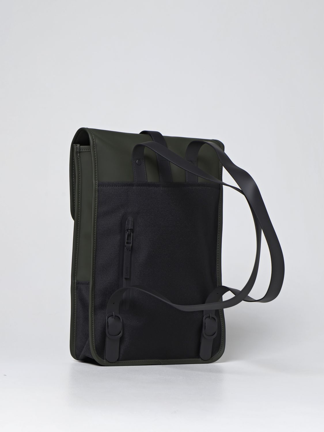 Backpack Rains: Rains backpack in rubberized synthetic leather green 2