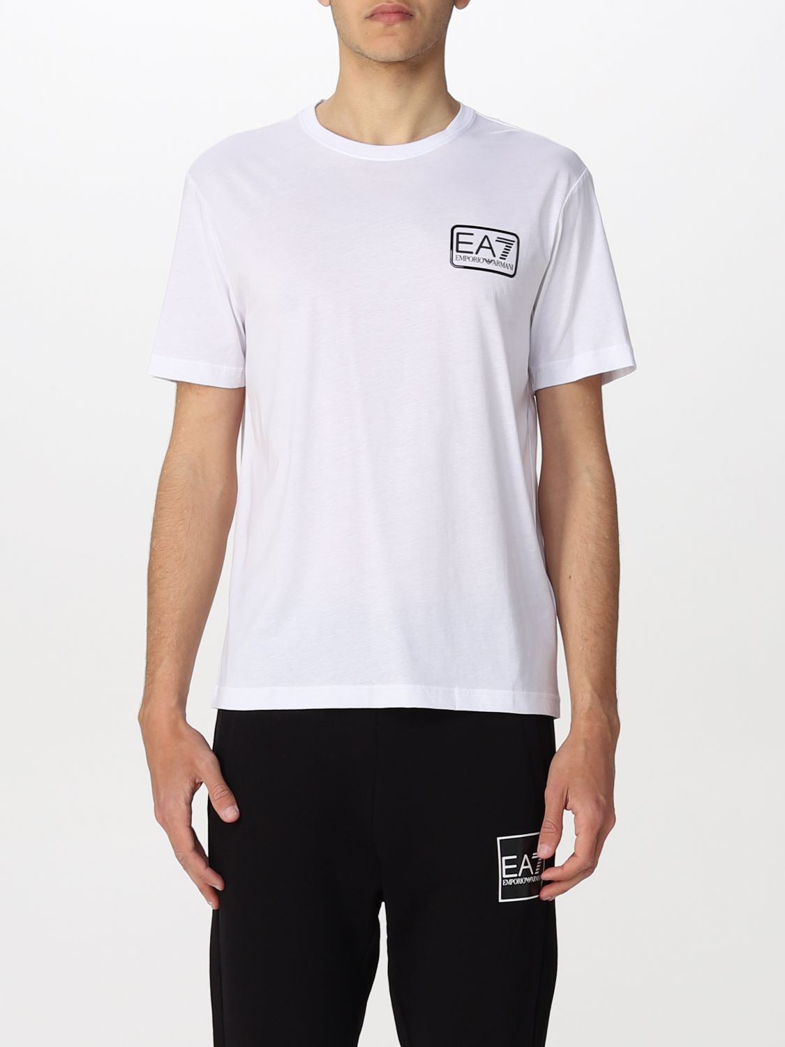 Ea7 Cotton T-shirt With Logo In White