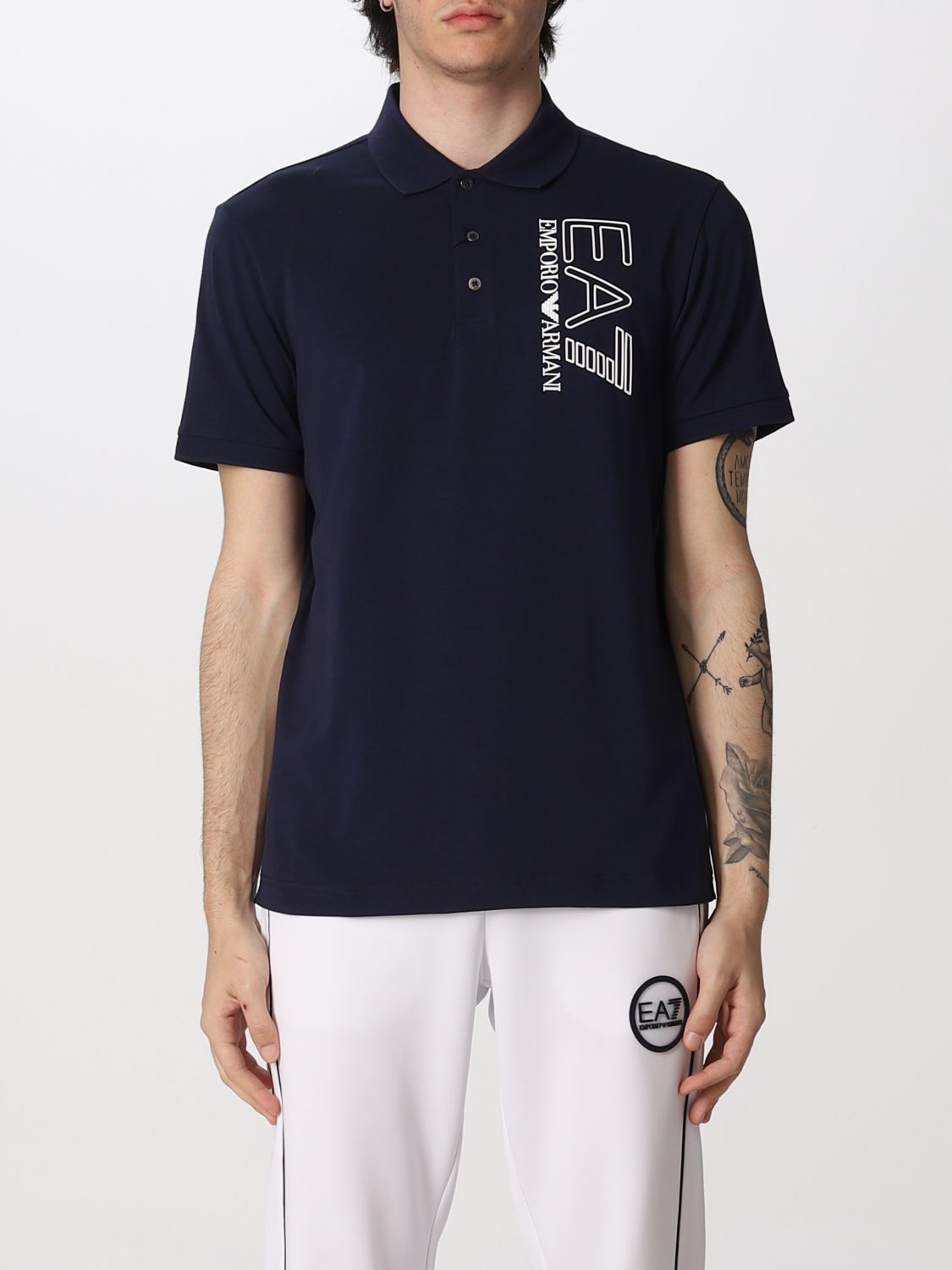 EA7: polo shirt for man - Navy | Ea7 polo shirt 3LPF16PJ03Z online on ...