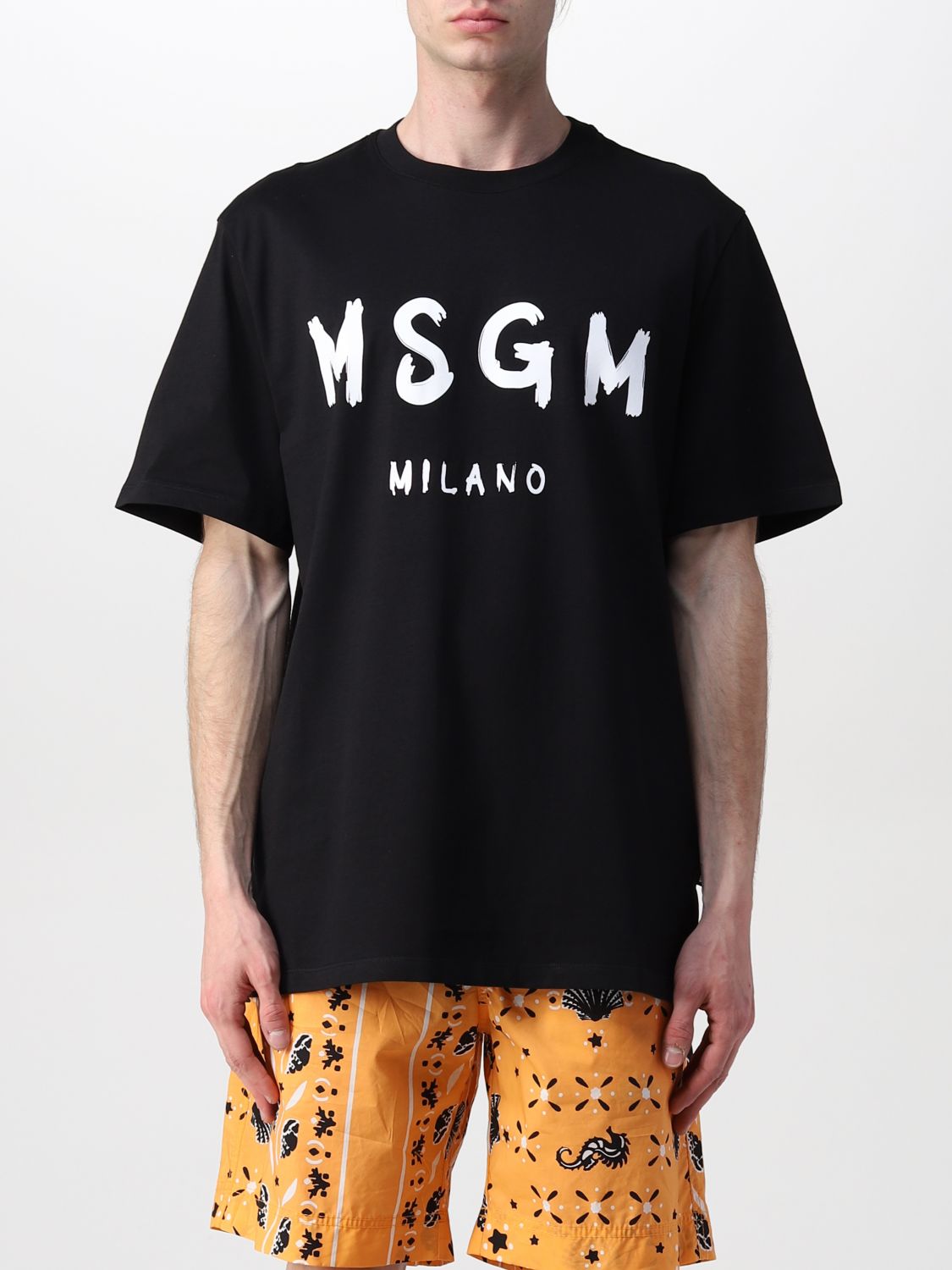 MSGM: Tシャツ メンズ - ブラック | Tシャツ Msgm 3040MM97217098 GIGLIO.COM