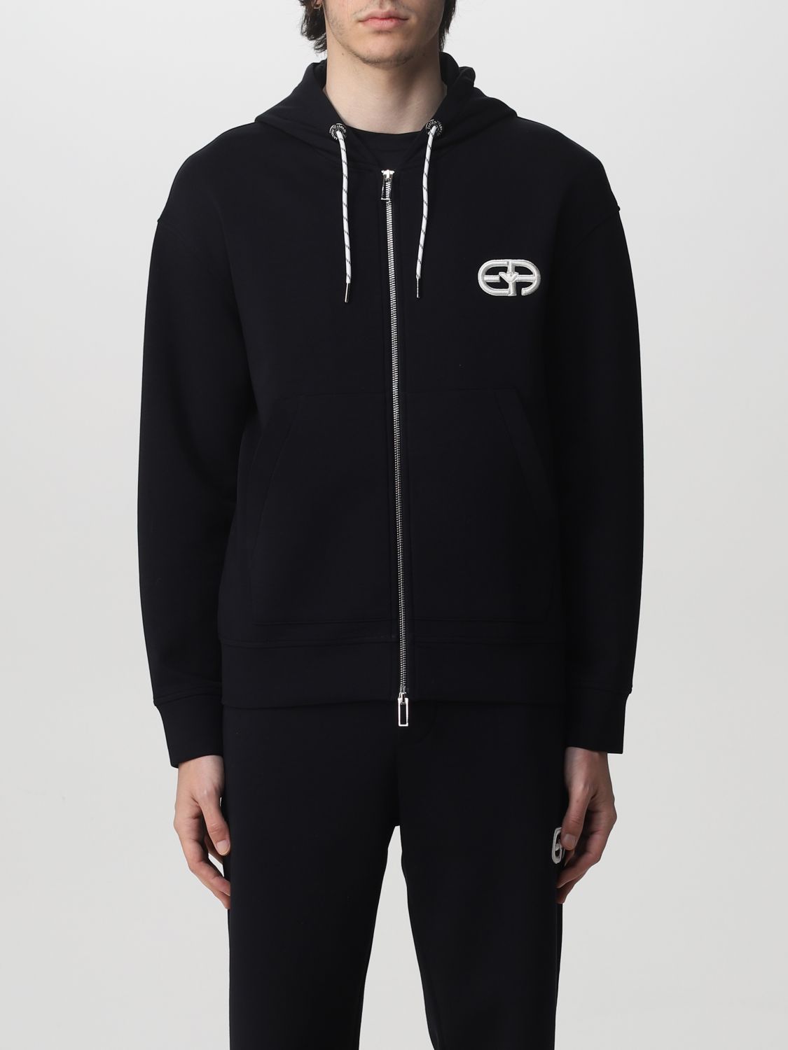 navy armani hoodie