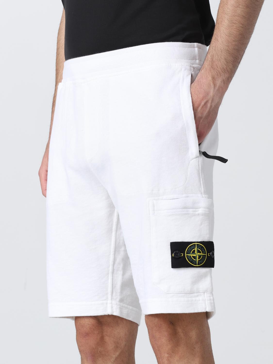 STONE ISLAND: Bermuda jogging in cotone - Bianco | Pantaloncino Stone Island  66260 GIGLIO.COM