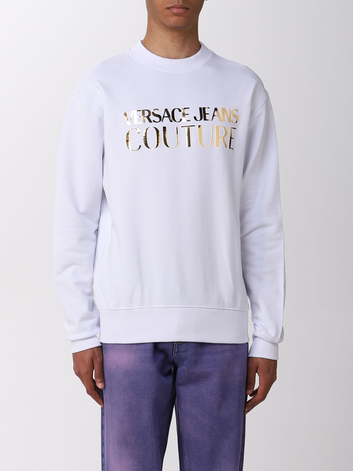 Versace Jeans Couture Sweatshirt In Cotton Blend In White