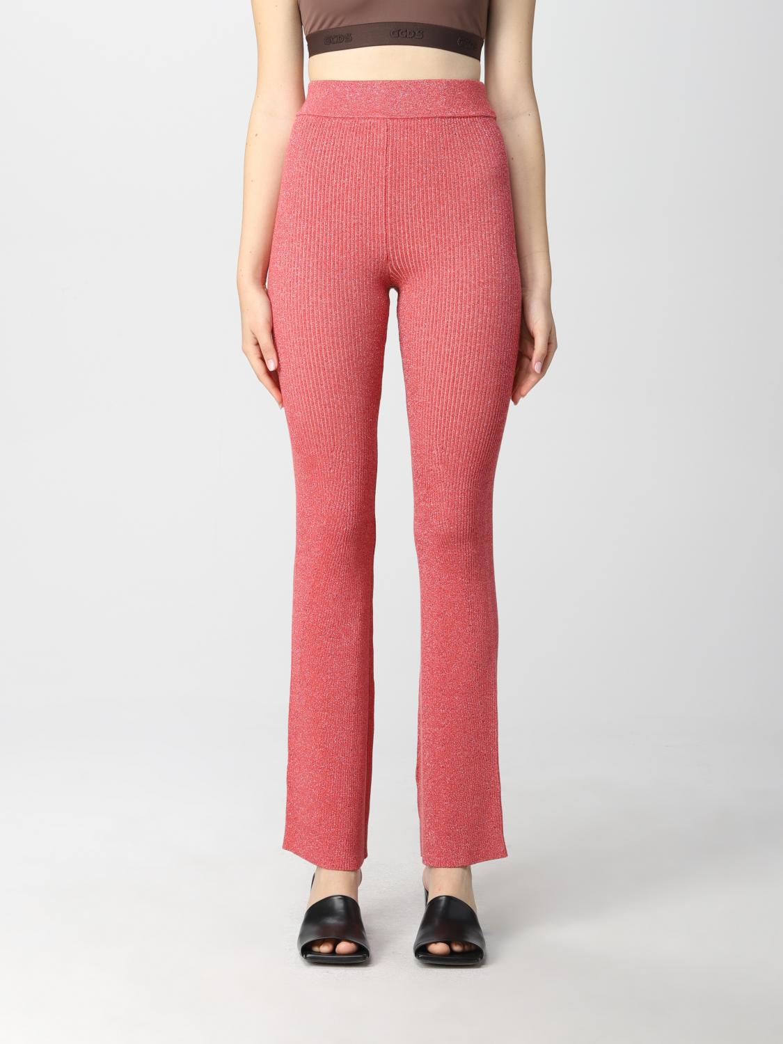 Gcds Lurex-knit High-waisted Trousers In Coral