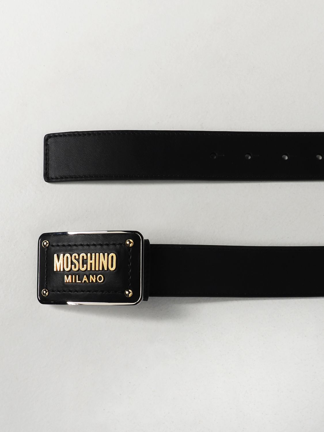 Belt Moschino Couture: Moschino Couture leather belt with logo black 2