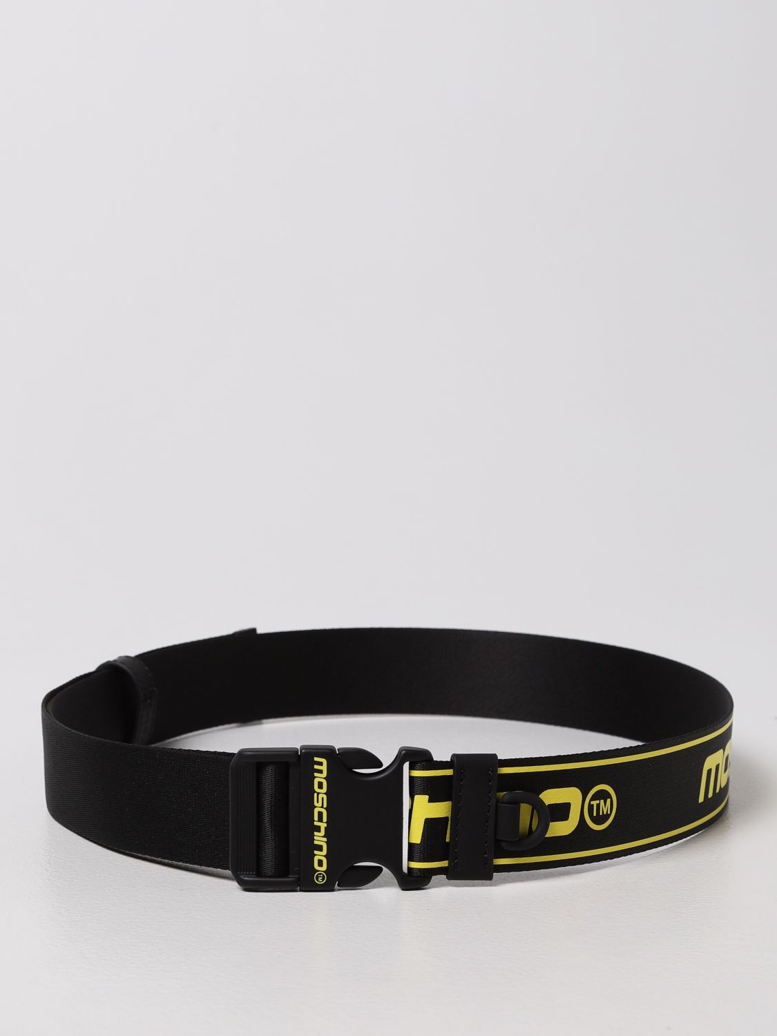 Belt Moschino Couture: Moschino Couture all-over logo canvas belt black 1