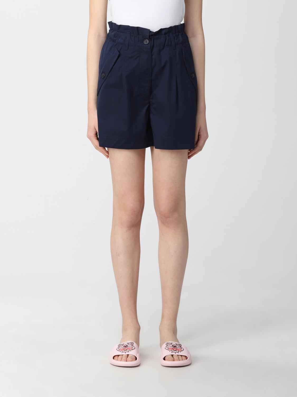 Kenzo Navy Cotton Shorts In Blue