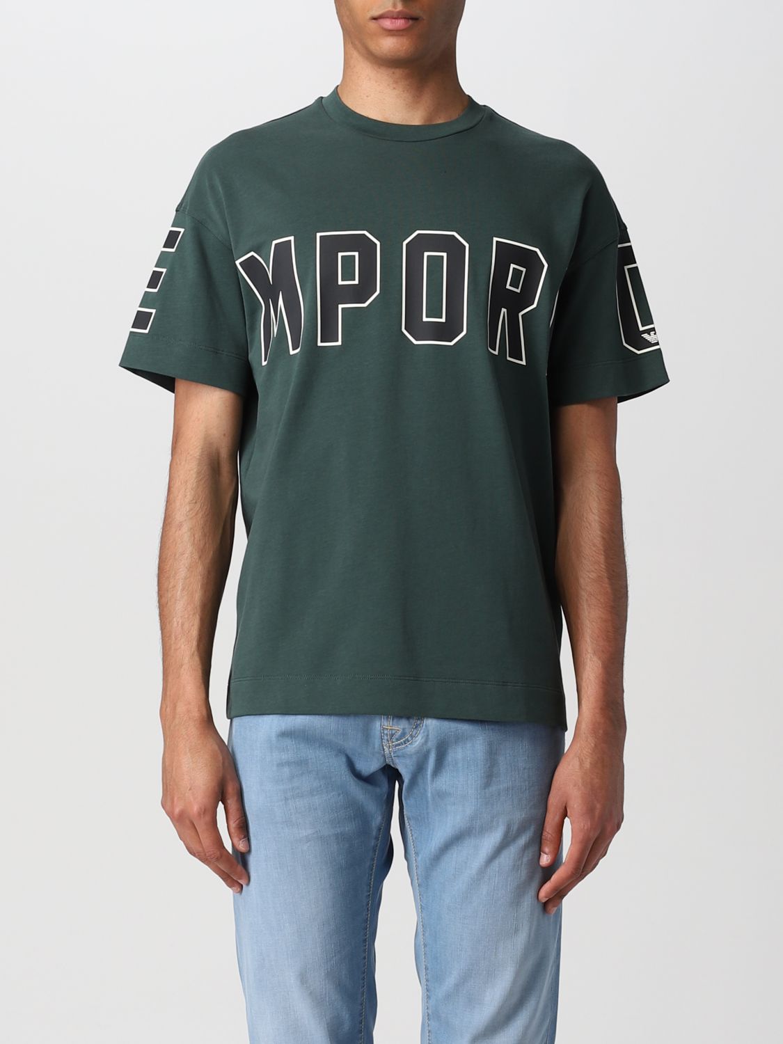 EMPORIO ARMANI: T-shirt with logo - Green | Emporio Armani t-shirt ...