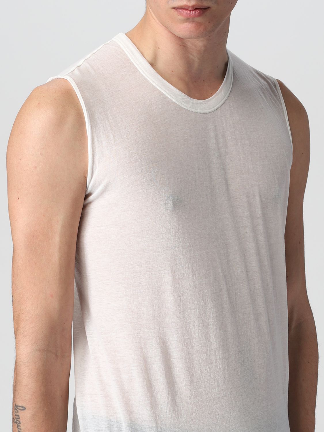 T-shirt Rick Owens: Rick Owens long cotton tank top white 3