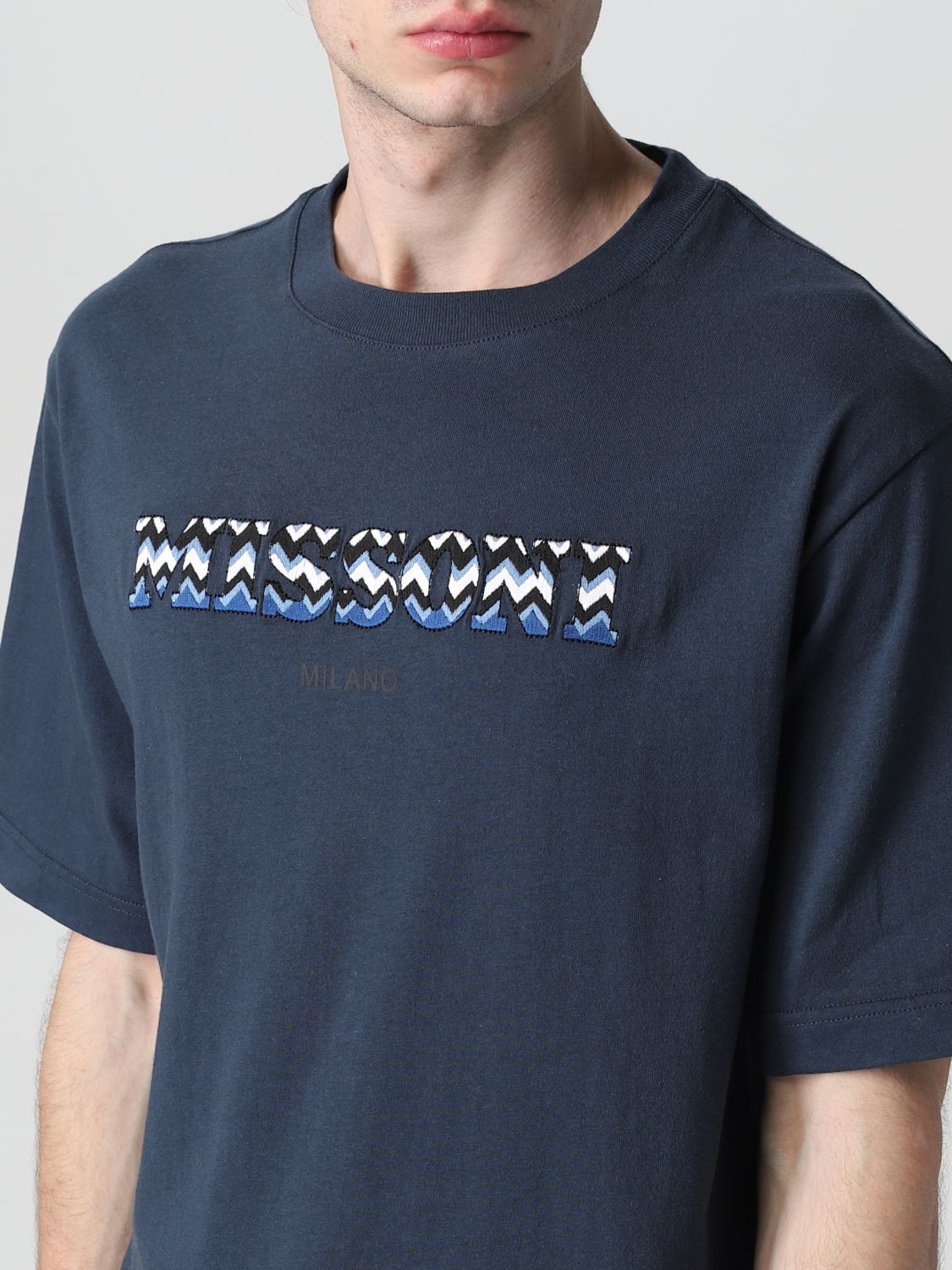 T-shirt Missoni: Missoni cotton t-shirt with logo blue 3