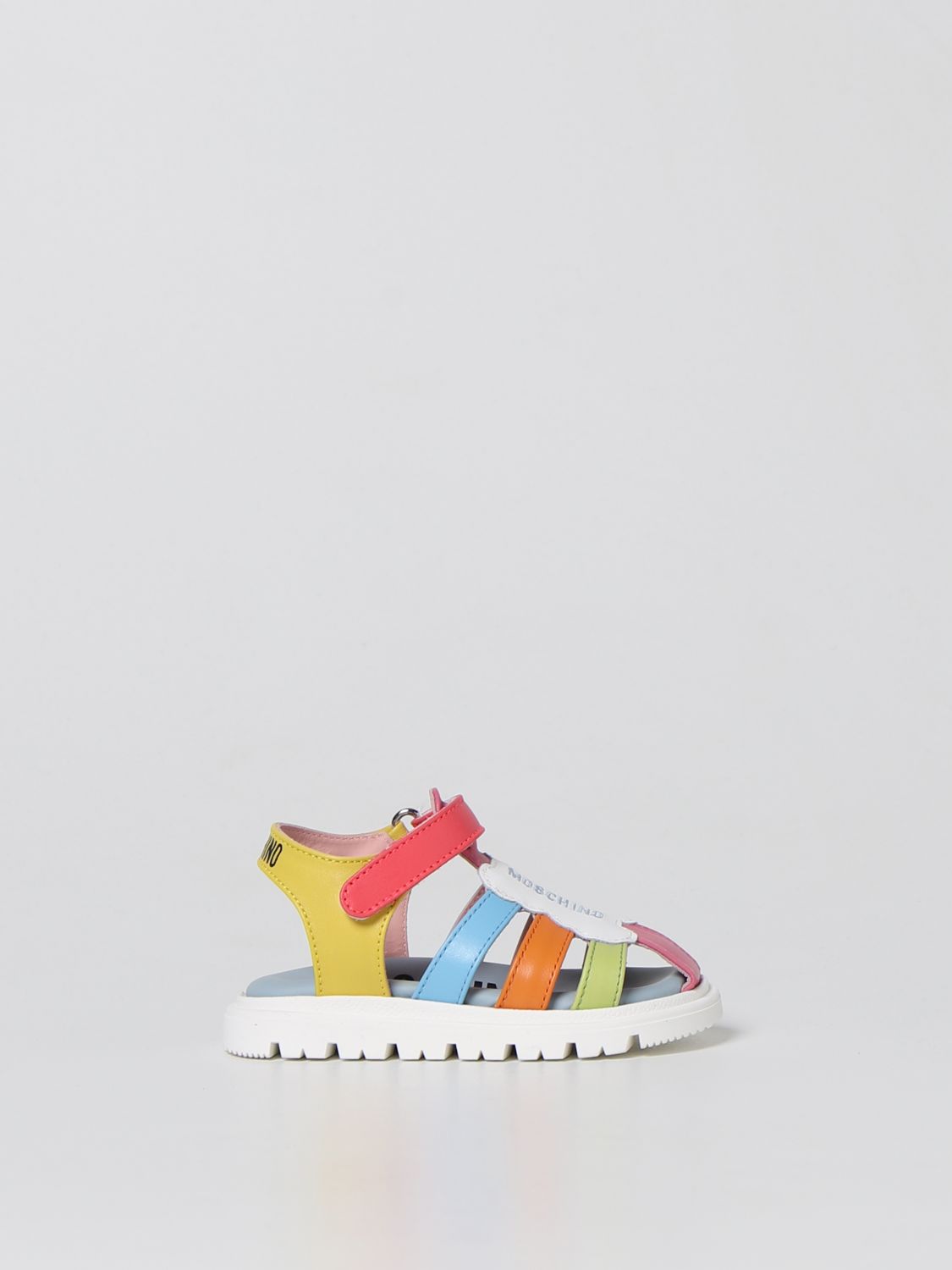 Moschino Kid Kids' Leather Sandals In Multicolor