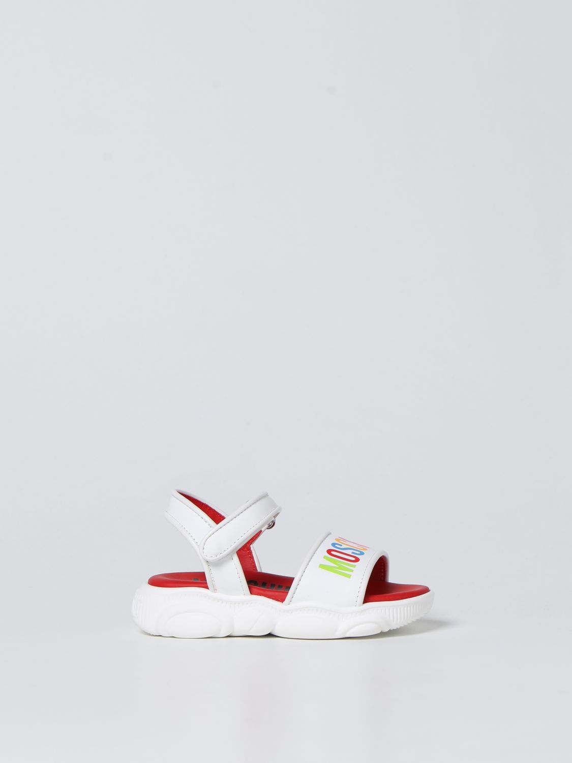 Moschino Kid Kids' Smooth Leather Sandals In White