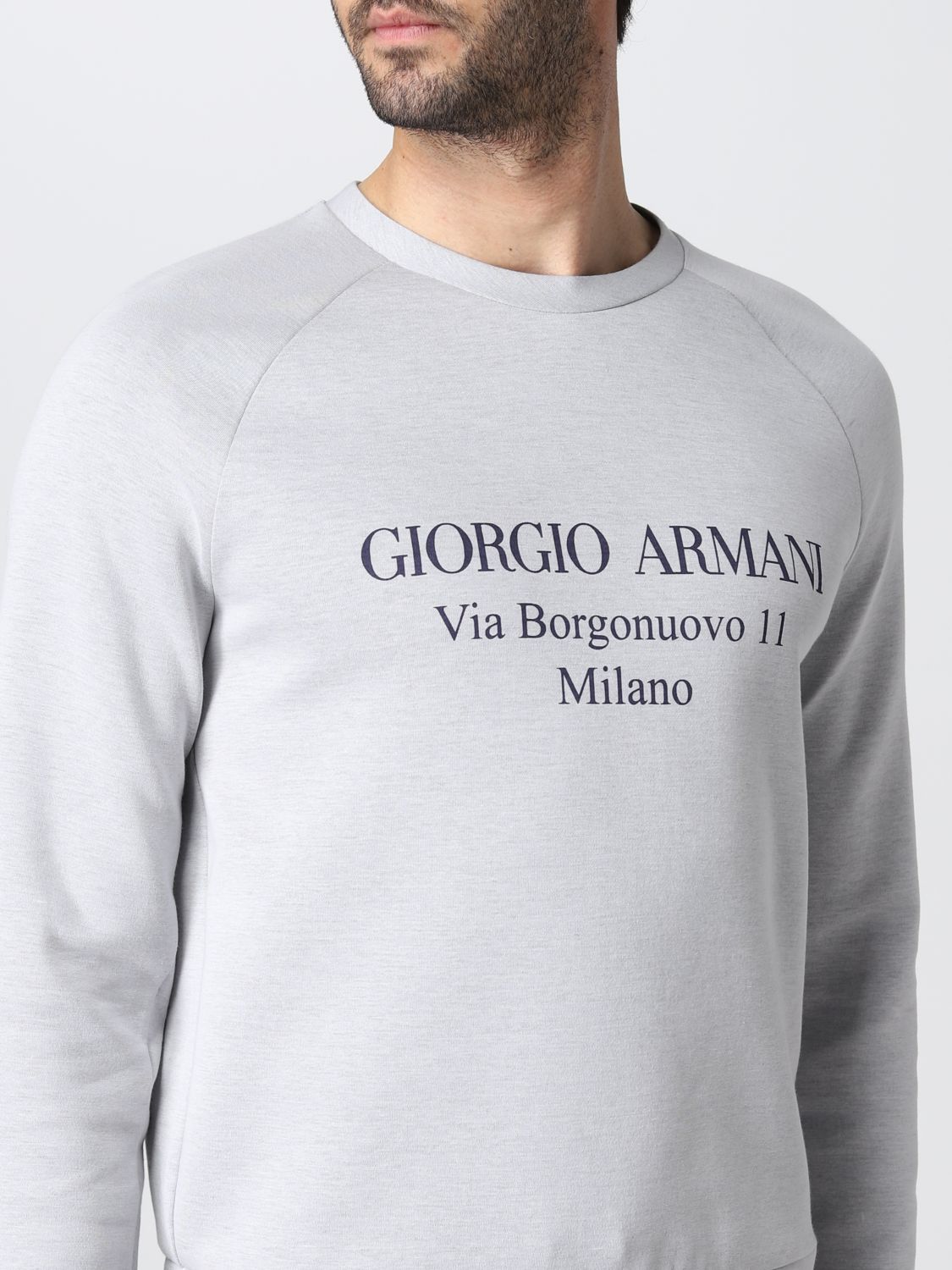 Felpa Giorgio Armani: Felpa Giorgio Armani in misto cotone con logo grigio 5