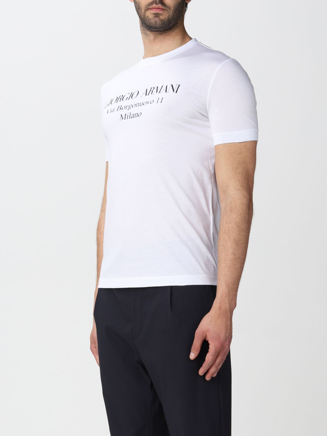 T-shirt Giorgio Armani: T-shirt Giorgio Armani con logo bianco 4