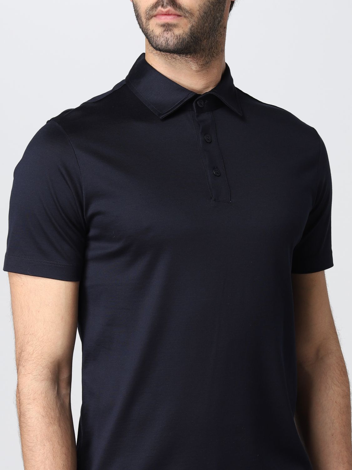 Polo shirt Giorgio Armani: Giorgio Armani silk blend polo t-shirt blue 5