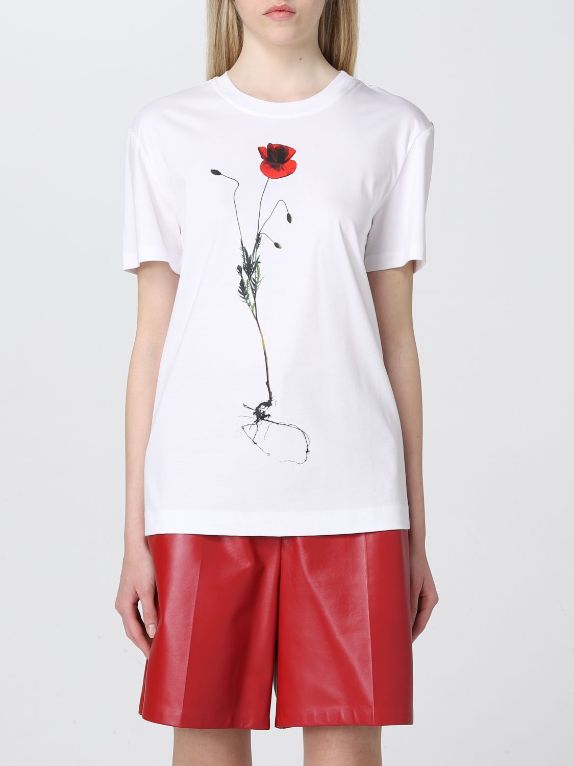 MAX MARA: cotton t-shirt with print - White 1 | Max Mara t-shirt ...