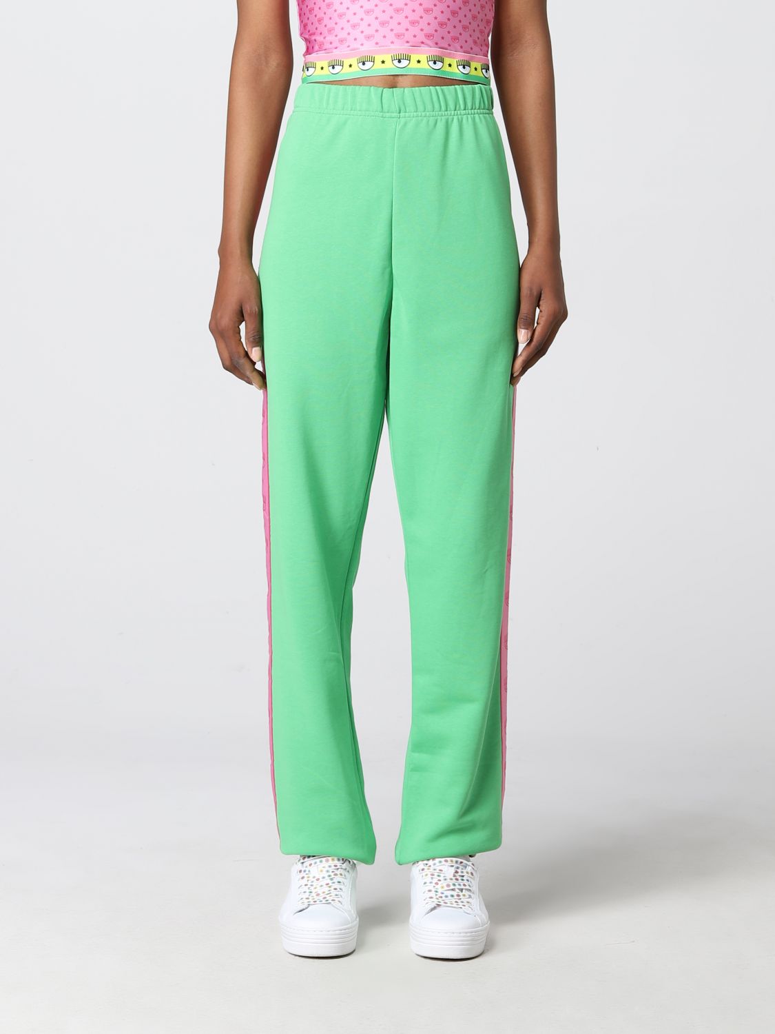 Shop Chiara Ferragni Pants  Woman Color Green
