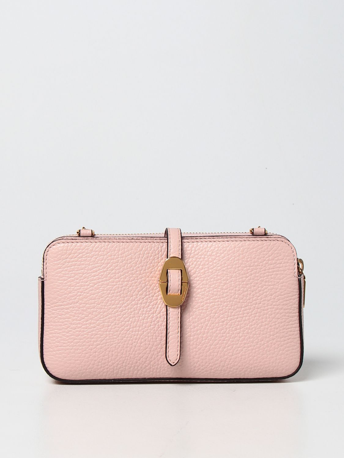 Coccinelle Crossbody Bag In Textured Leather In Pink