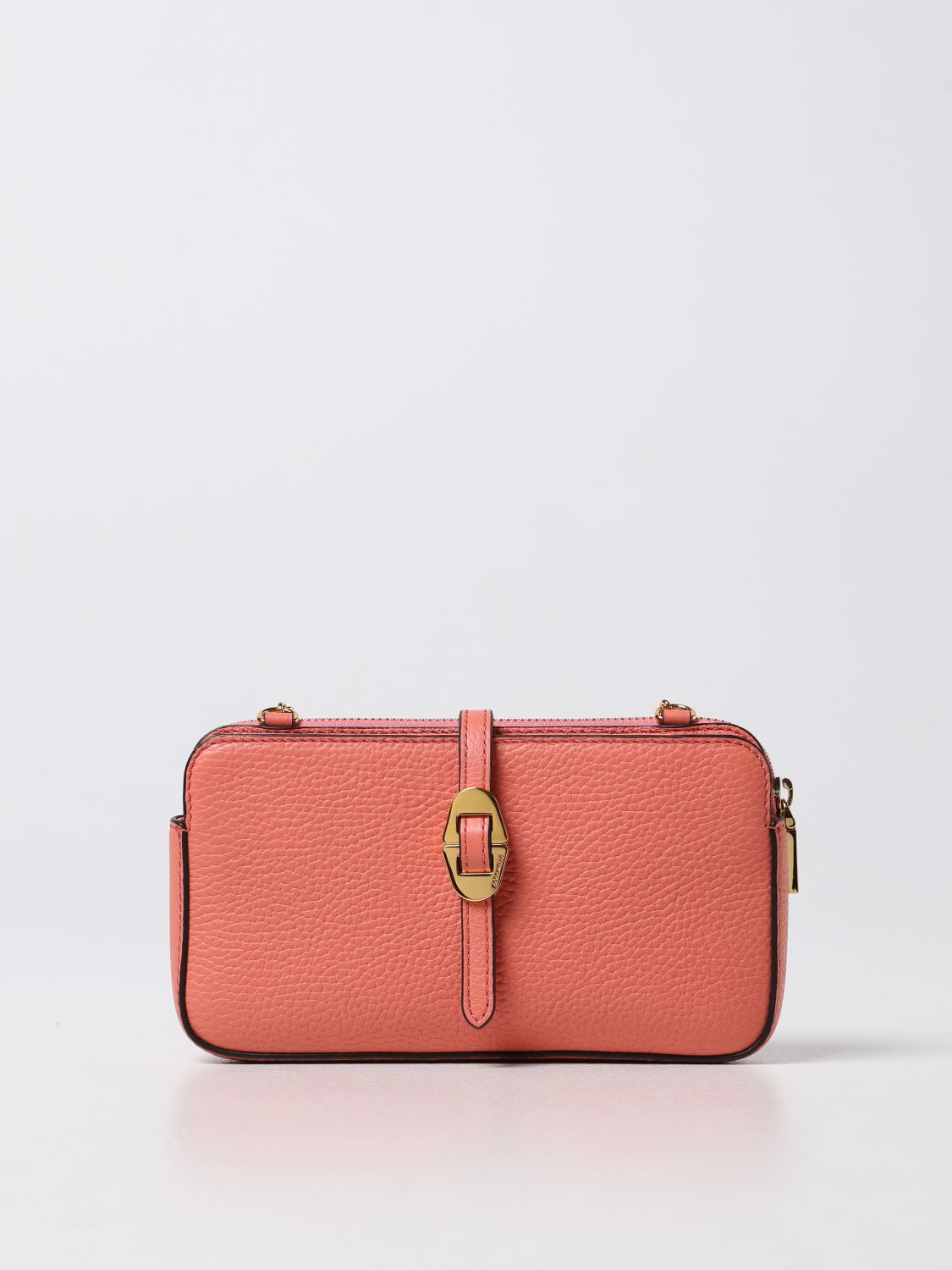 Coccinelle Crossbody Bag In Textured Leather In Geranium