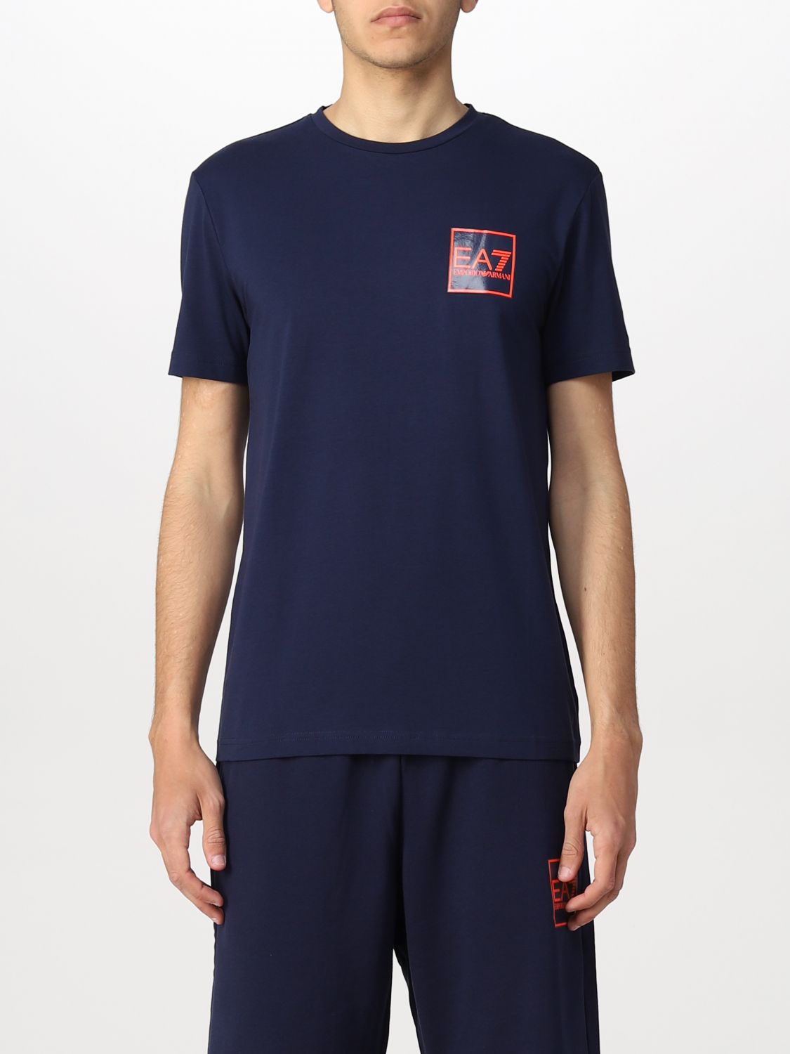 Ea7 T-shirt With Logo In Navy