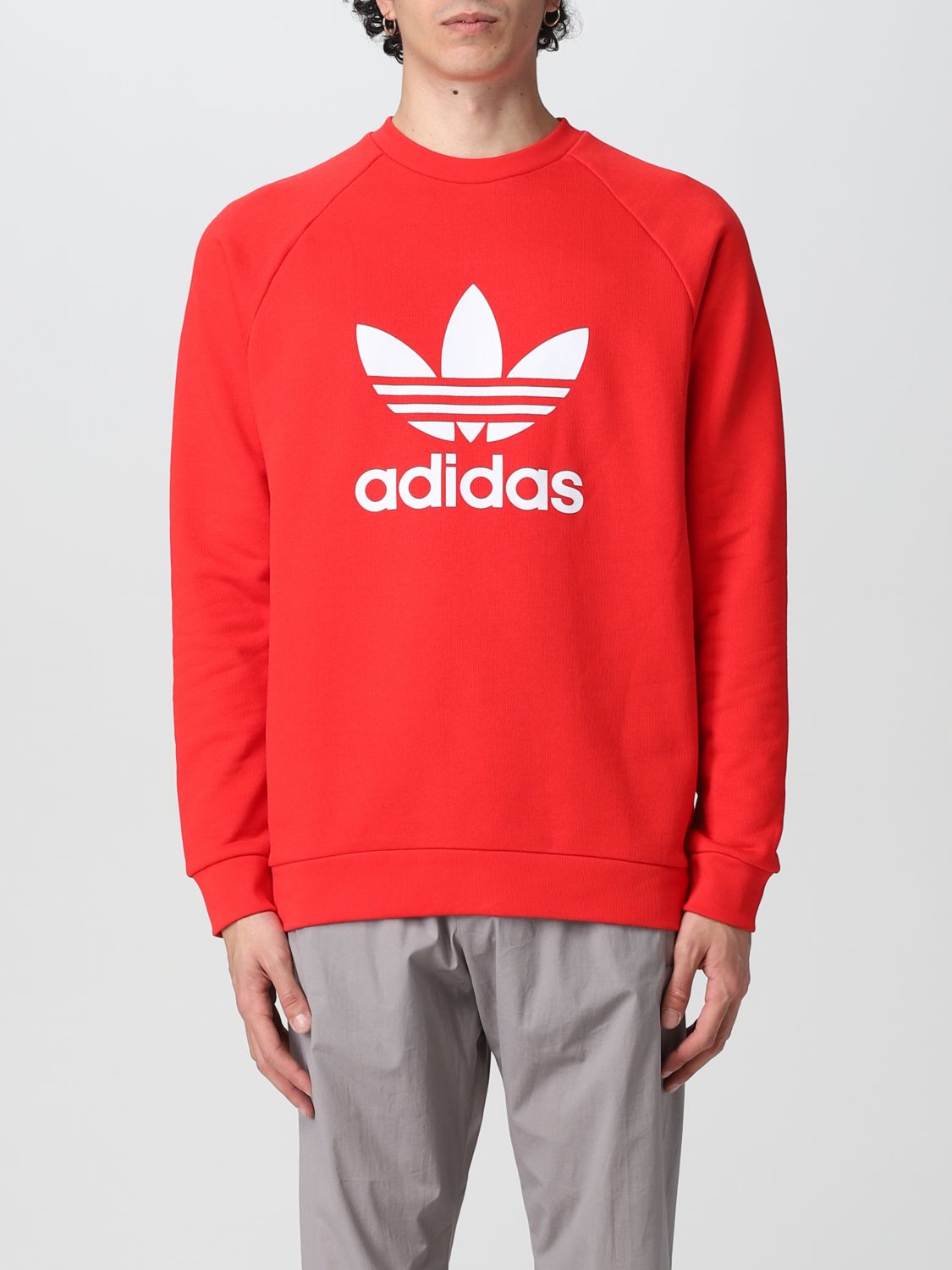 ADIDAS ORIGINALS: cotton sweatshirt with - Red | Adidas sweatshirt HE9489 on