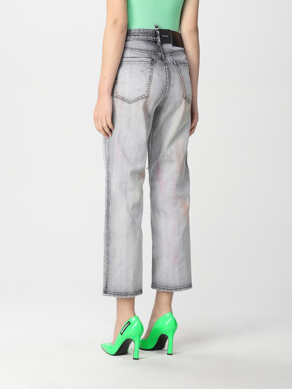 DSQUARED2: Jeans in denim con scritte all over - Nero | Jeans Dsquared2  S72LB0507S30357 GIGLIO.COM