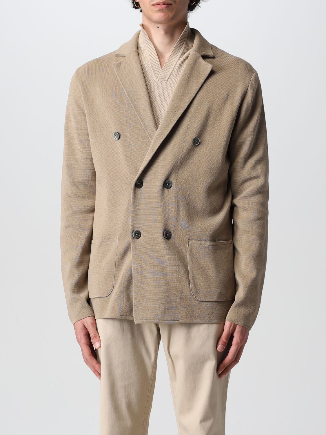 BOGGI MILANO: jacket in crepe cotton - Sand | Boggi Milano blazer ...