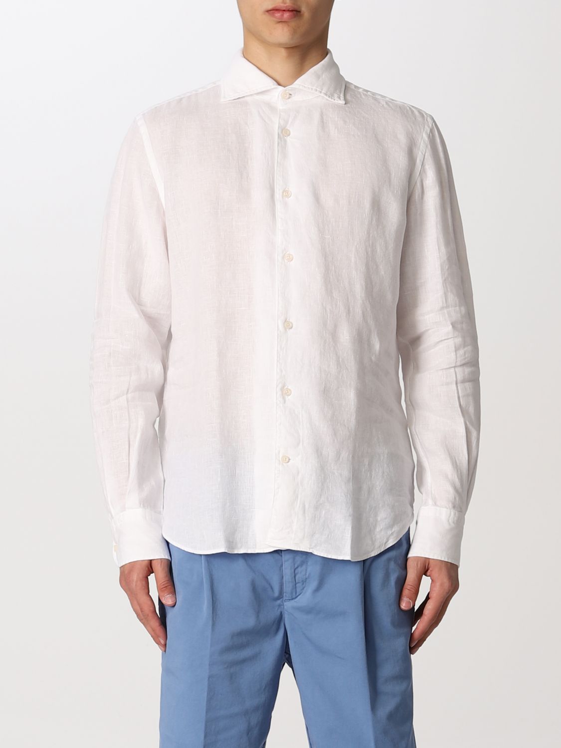 BOGGI MILANO: linen shirt - White | Boggi Milano shirt BO22P033708 ...
