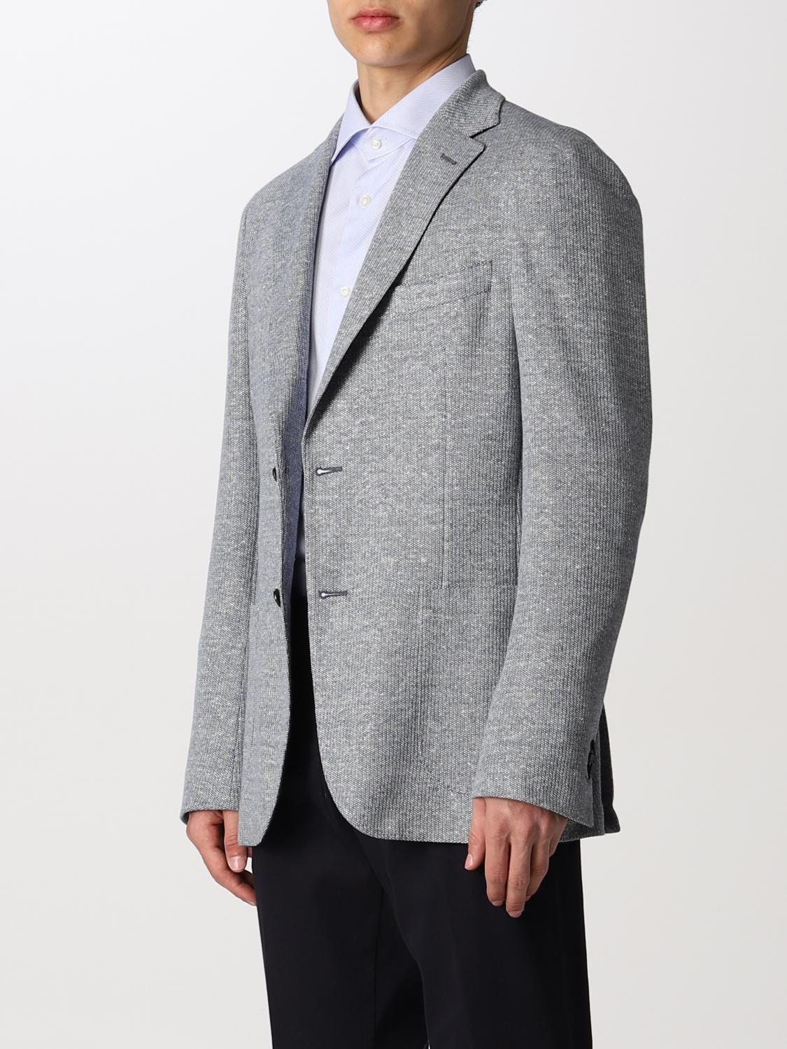 BOGGI MILANO: Giacca in cotone e lino - Blue | Blazer Boggi Milano  BO22P032901 GIGLIO.COM